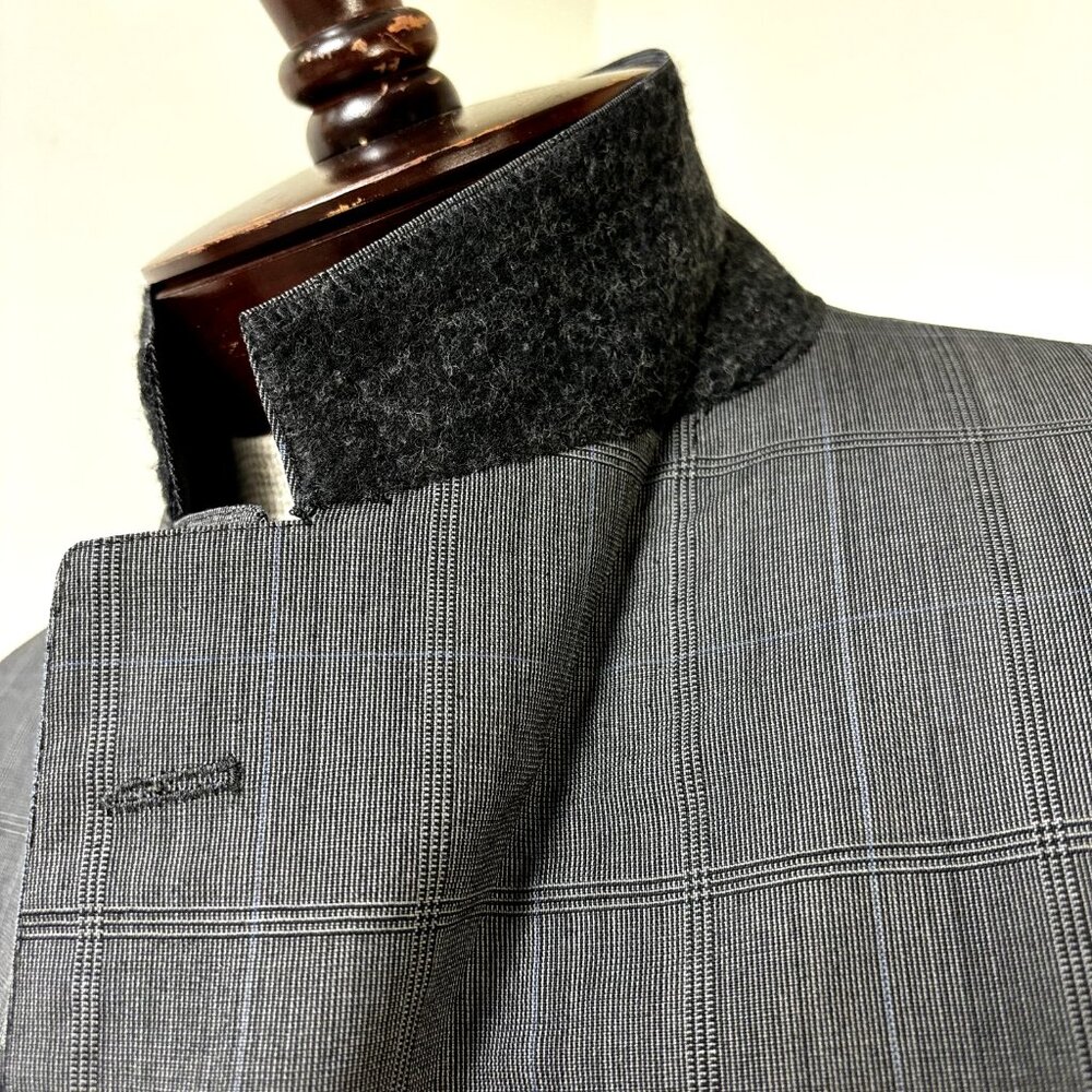 Brooks Brother Men's Sport Coat Blazer Size 41L Windowpane Gray Blue Suit Jacket